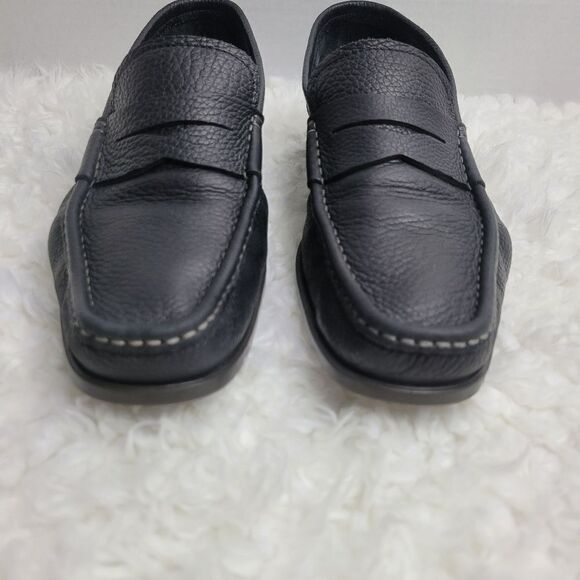 Santoni Penny Loafer Shoes Mens Size 10 Black Pebbled Leather Italy main image 8